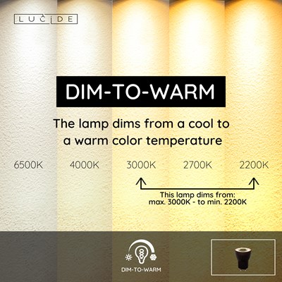 Lucide MR11 - Led bulb - Ø 3,5 cm - LED Dim to warm - GU10 (MR11) - 1x4W 2200K/3000K - Black